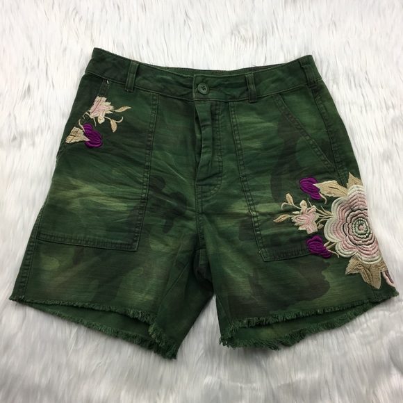 Free People Scout Camo Embroidered Shorts - Picture 2 of 8